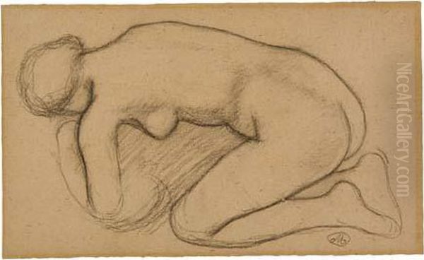 Nue Accroupie Oil Painting by Aristide Maillol