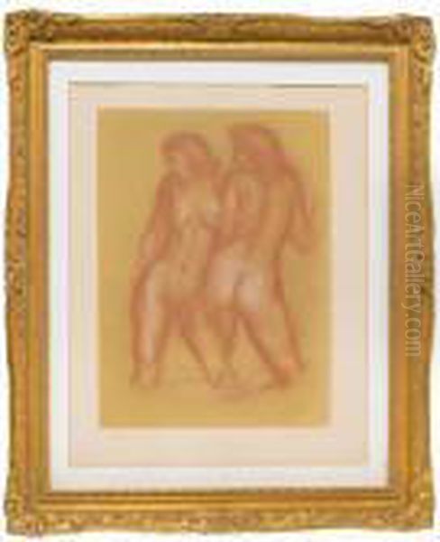 Two Figures Bathing Oil Painting by Aristide Maillol