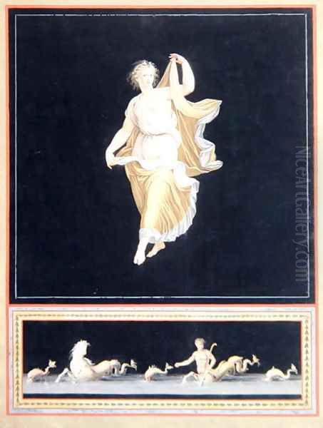 Copy of a Pompeian allegorical painting, a panoramic wallpaper design, c,1790 Oil Painting by Tommaso Piroli