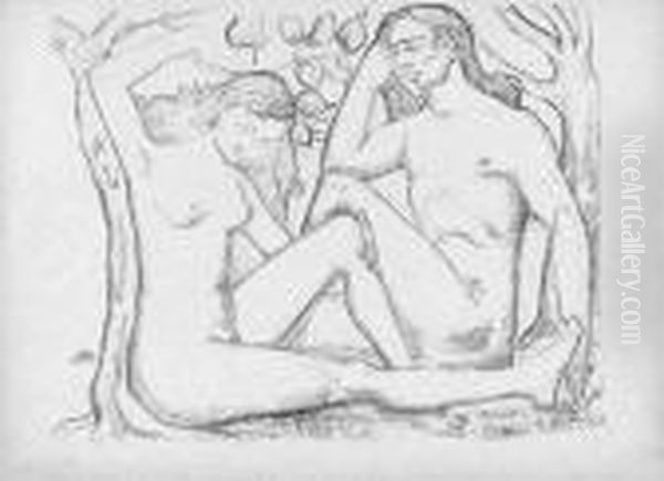 Adam Et Eve. 1895. Oil Painting by Aristide Maillol