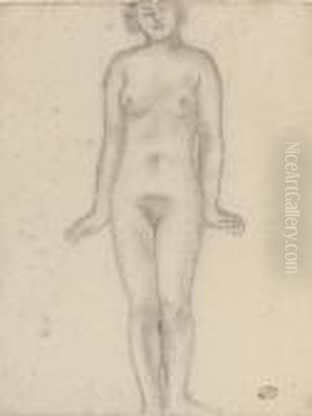 Study For The Central Figure Of 'les Trois Nymphes' Oil Painting by Aristide Maillol