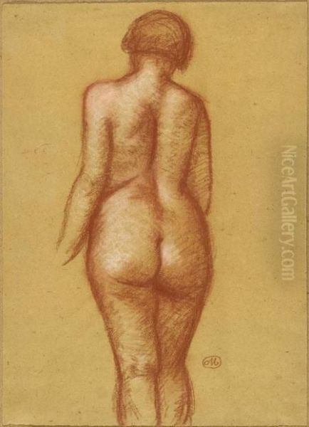 Back View Of A Nude Oil Painting by Aristide Maillol