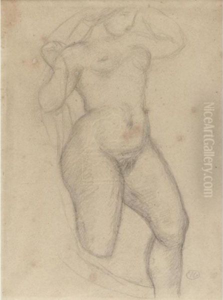 Property From The Estate Of Melvyn S. Kahan
 

 
 
 

 
 Female Nude, Standing, Arms Raised Oil Painting by Aristide Maillol