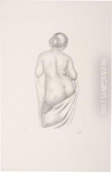 Femme De Dos Drapee Oil Painting by Aristide Maillol