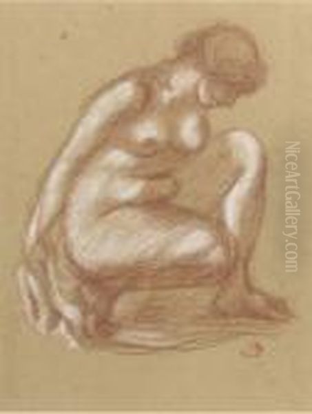 Femme Accroupie Oil Painting by Aristide Maillol