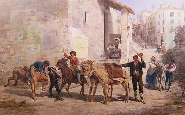 A Continental Express, 1887 Oil Painting by Charles H. Poingdestre