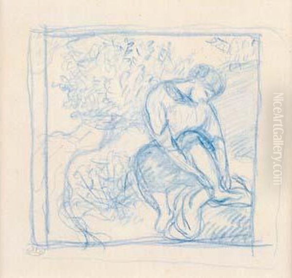 Femme S'essuyant Le Pied Oil Painting by Aristide Maillol