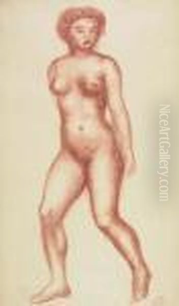 Two Lithographs.
Walking Nude Oil Painting by Aristide Maillol