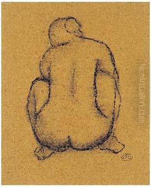 Femme Accroupie, Vue De Dos Oil Painting by Aristide Maillol