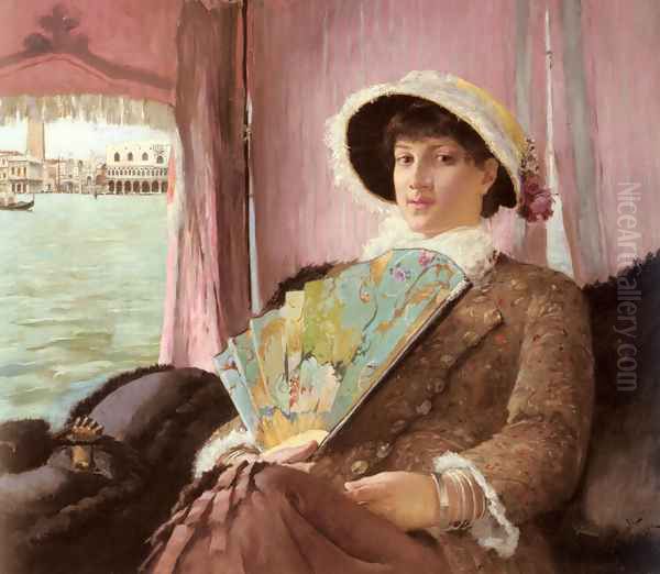 Girl in a Gondola Oil Painting by Georg Pauli