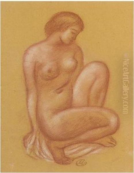 Etude Pour Le Monument A Claude Debussy (baigneuse Accroupie) Oil Painting by Aristide Maillol