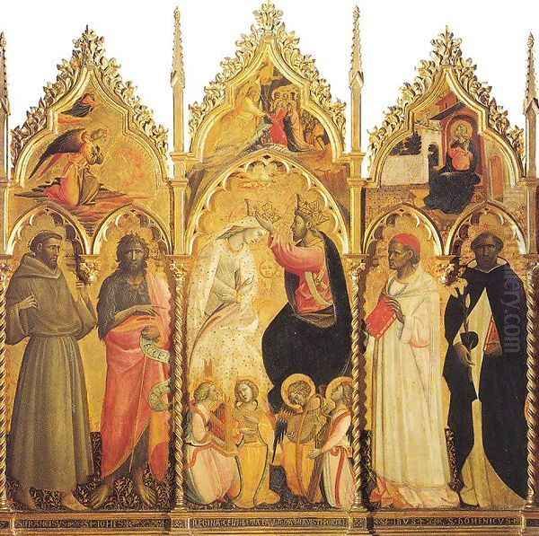 The Coronation of the Virgin, with Angel Musicians and Saints Oil Painting by Giovanni del Ponte (also known as Giovanni di Marco)