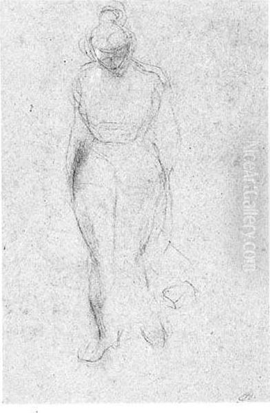 Standing Female Nude Oil Painting by Aristide Maillol