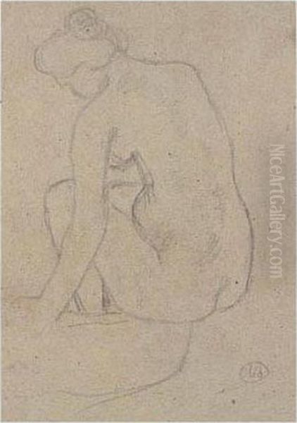 A Female Nude Seated, Turned To The Right. Oil Painting by Aristide Maillol