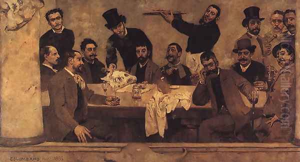 The Lion Group, 1885 Oil Painting by Columbano Bordalo Pinheiro