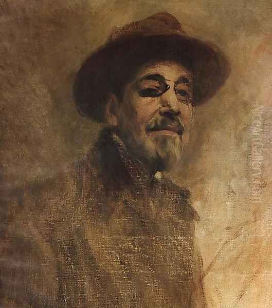 Self portrait Oil Painting by Columbano Bordalo Pinheiro