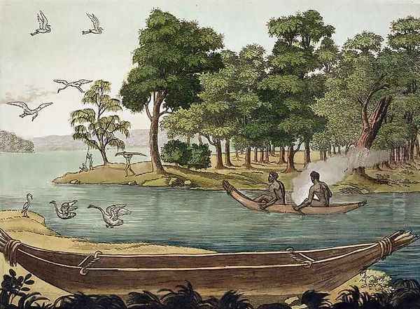 Method of Navigation in New Holland, engraved by F. Fumagalli, illustration from a collection of early 19th Century travel books Oil Painting by Sydney Parkinson