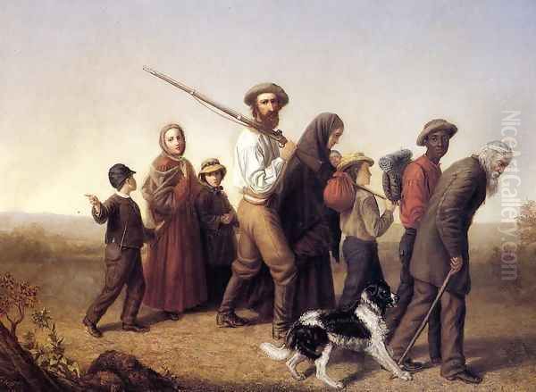 Union Refugees Oil Painting by George W. Pettit