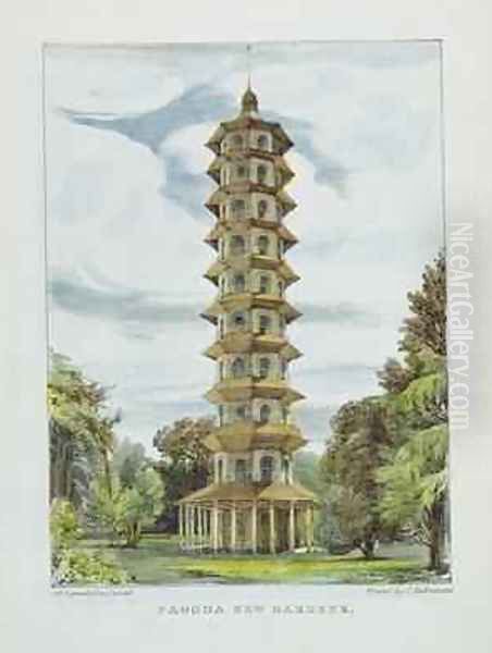 Pagoda, Kew Gardens, plate 9 from Kew Gardens A Series of Twenty-Four Drawings on Stone, engraved by Charles Hullmandel 1789-1850 Oil Painting by Papendiek, George Ernest