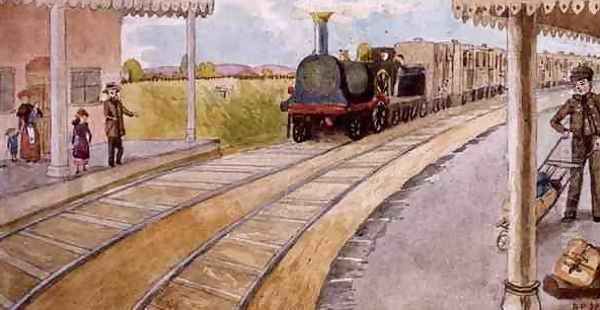 Catching the Train, Addiscombe, 1883 Oil Painting by Rosa Petherick