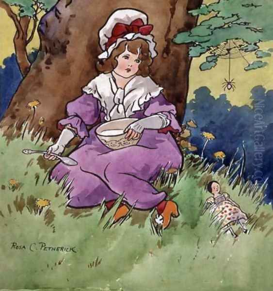 Little Miss Muffet Oil Painting by Rosa Petherick