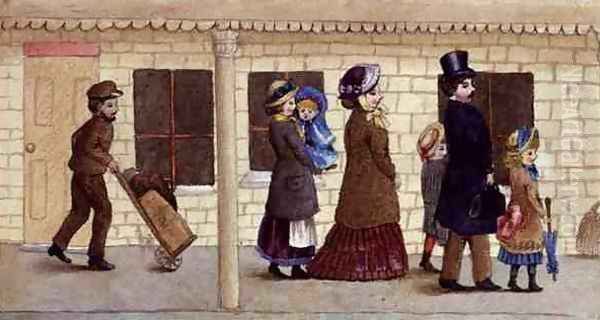 On the Station Platform, Addiscombe, 1883 Oil Painting by Rosa Petherick