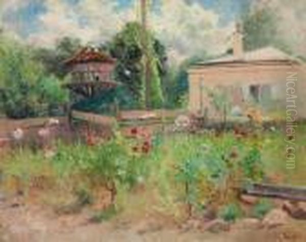 Summer Garden Oil Painting by Konstantin Egorovich Egorovich Makovsky