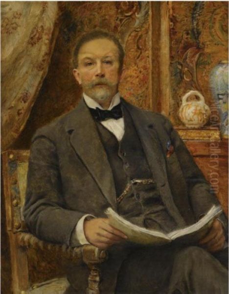 Portrait Of An Elegant Gentleman Oil Painting by Konstantin Egorovich Egorovich Makovsky