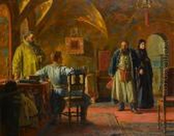 In The Boyar's Chamber Oil Painting by Konstantin Egorovich Egorovich Makovsky