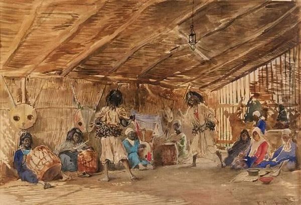 Tribal Dancers Oil Painting by Konstantin Egorovich Egorovich Makovsky