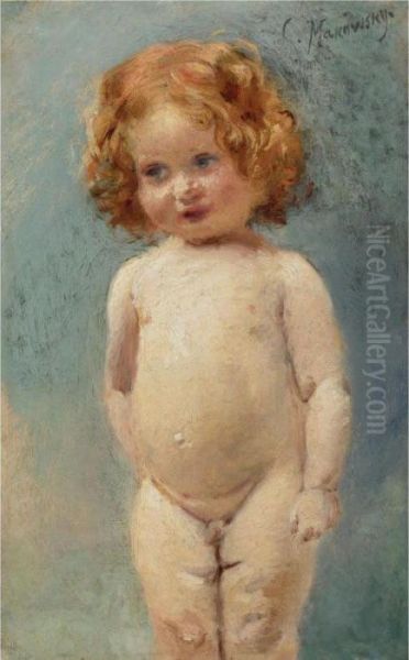 Nude Boy Oil Painting by Konstantin Egorovich Egorovich Makovsky