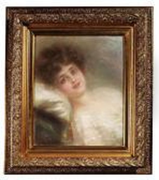 Konstantin Egorowitsch . Portrait Of A Lady. Her Head Lies On A White Pillow Oil Painting by Konstantin Egorovich Egorovich Makovsky