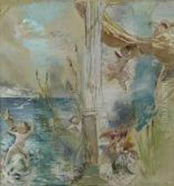 Sketch With Putti Oil Painting by Konstantin Egorovich Egorovich Makovsky