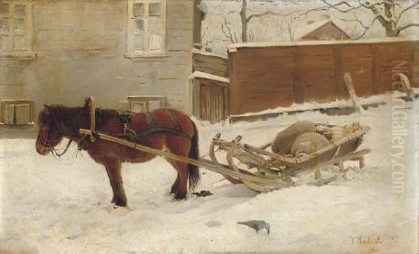 A Horse And Sleigh by Konstantin Egorovich Egorovich Makovsky