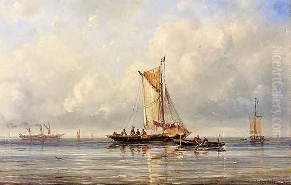 Fishing In A Calm Oil Painting by Ary Pleysier