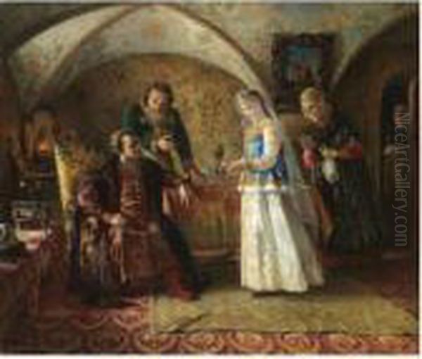 From The Everyday Life Of The Russian Boyar In The Late Xvii Century Oil Painting by Konstantin Egorovich Egorovich Makovsky