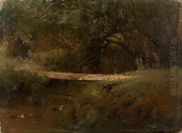 Forest Lake Oil Painting by Konstantin Egorovich Egorovich Makovsky