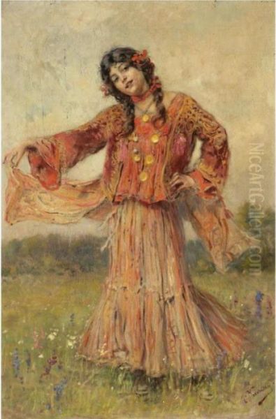 Dancing Gypsy Oil Painting by Konstantin Egorovich Egorovich Makovsky