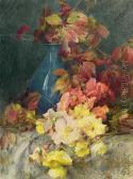 Fall Flowers Oil Painting by Konstantin Egorovich Egorovich Makovsky