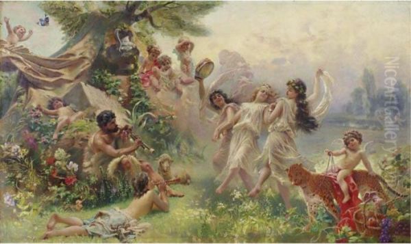 Happy Arcadia, 1889-1890 Oil Painting by Konstantin Egorovich Egorovich Makovsky