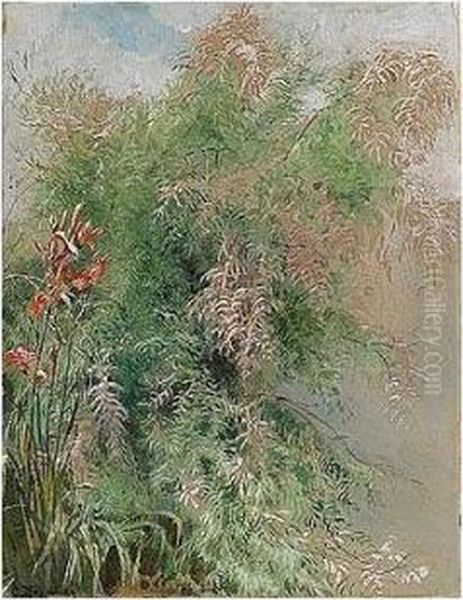 A Pair Of Floral Watercolour Studies Oil Painting by Konstantin Egorovich Egorovich Makovsky