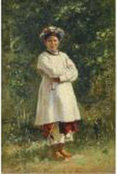 Ukrainian Girl Oil Painting by Vladimir Egorovic Makovsky