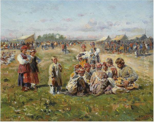 The Village Fair Oil Painting by Vladimir Egorovic Makovsky