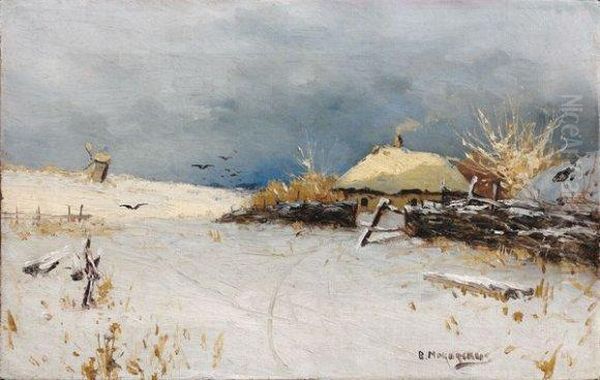 Datcha Sous La Neige Oil Painting by Vladimir Egorovic Makovsky