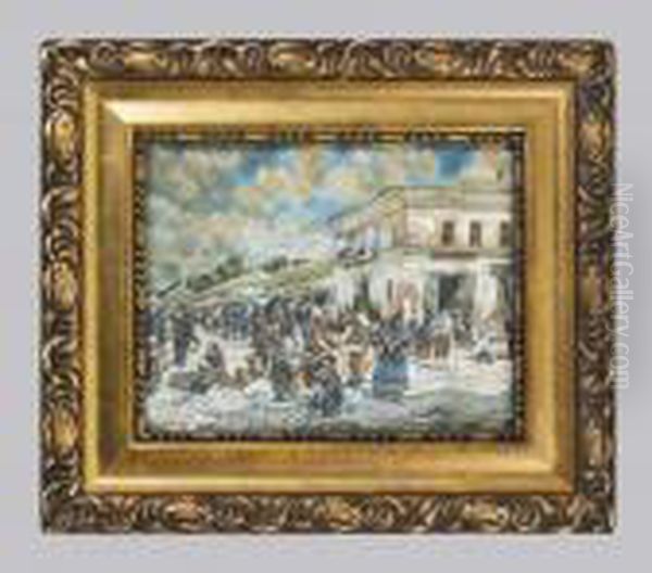 Reges Treiben Auf Dem Marktplatz Oil Painting by Vladimir Egorovic Makovsky