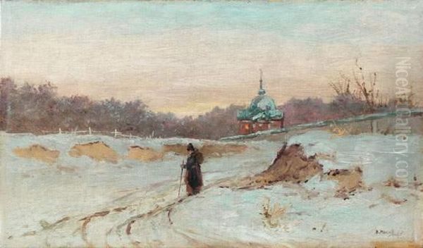 Personnage Dans La Neige Oil Painting by Vladimir Egorovic Makovsky