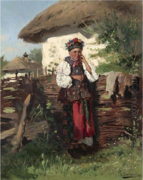 Ukrainian Girl Oil Painting by Vladimir Egorovic Makovsky