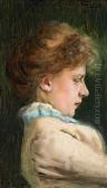 Portrait D'une Jeune Femme. Oil Painting by Vladimir Egorovic Makovsky