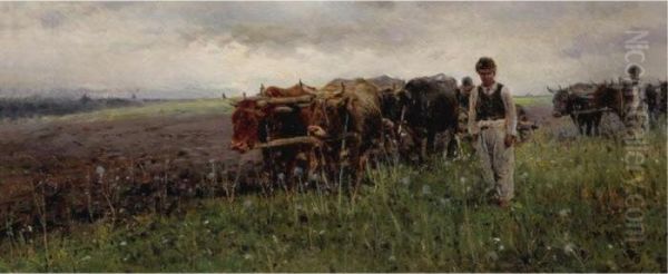 Ploughing The Fields Oil Painting by Vladimir Egorovic Makovsky