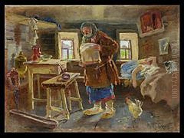 Morgenerwachen In Der Isba Oil Painting by Vladimir Egorovic Makovsky